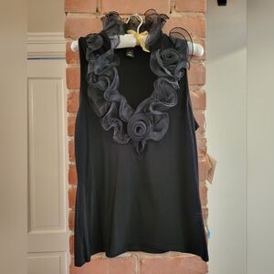 WHBM Black Ruffled Tank Top, size L